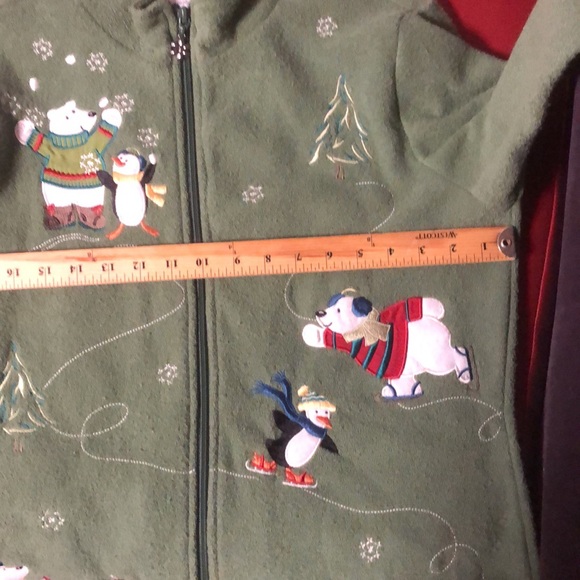 Vintage Christmas zipper green sweater- size M - Picture 15 of 16